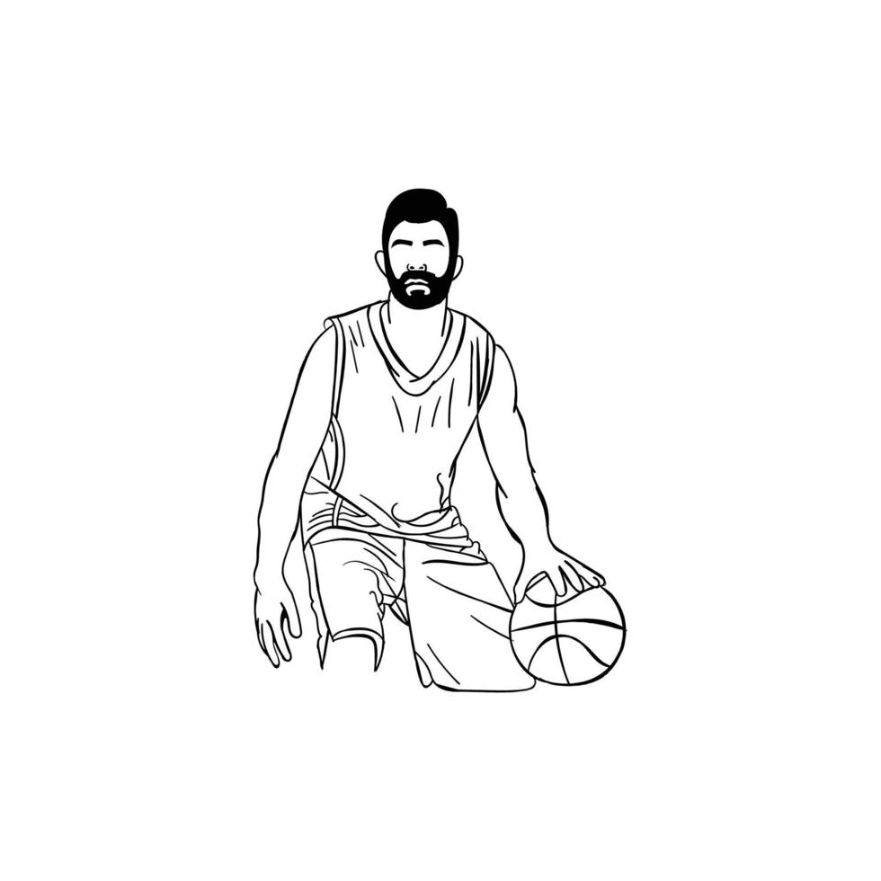 humain, à, basket-ball, illustration, silhouette, créatif, conception vecteur