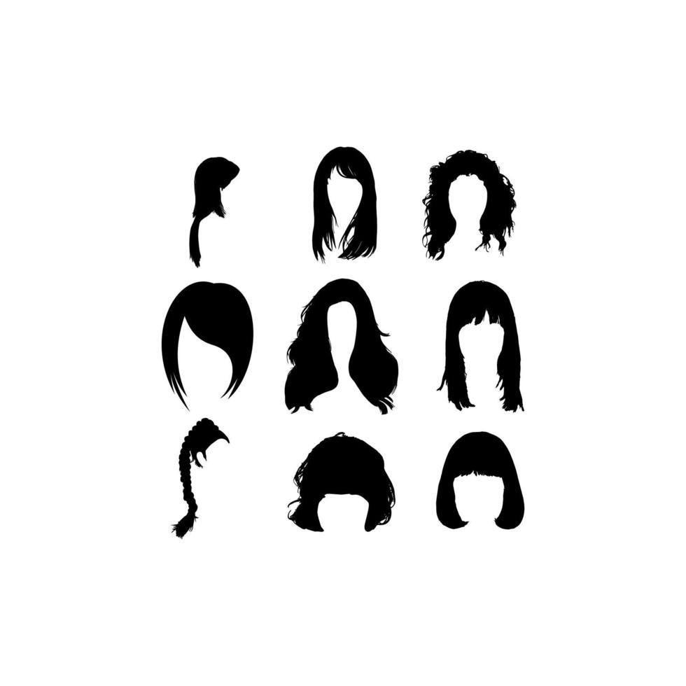 femme, cheveux, luxe, silhouette, conception vecteur