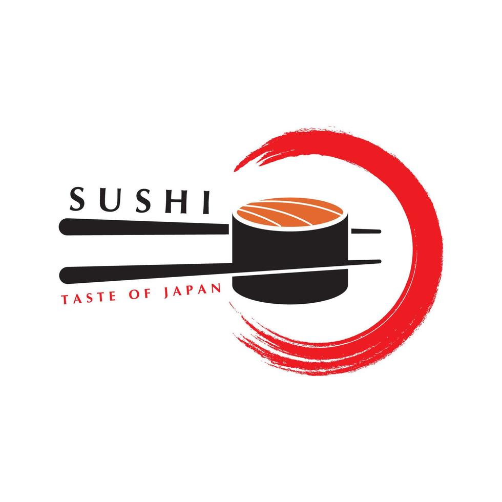 vecteur de logo de sushi avec modèle de slogan