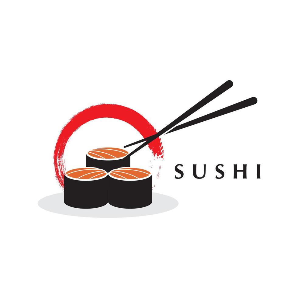 vecteur de logo de sushi avec modèle de slogan