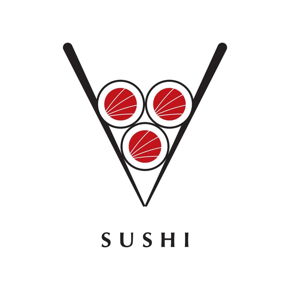 vecteur de logo de sushi avec modèle de slogan