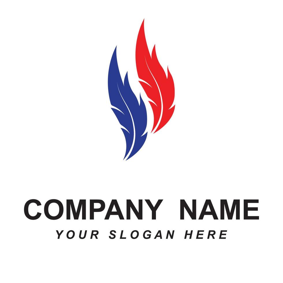 vecteur de logo plume avec modèle de slogan