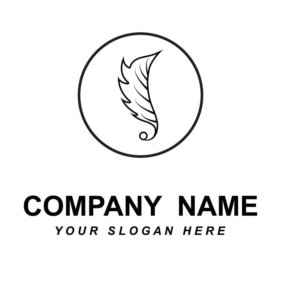 vecteur de logo plume avec modèle de slogan