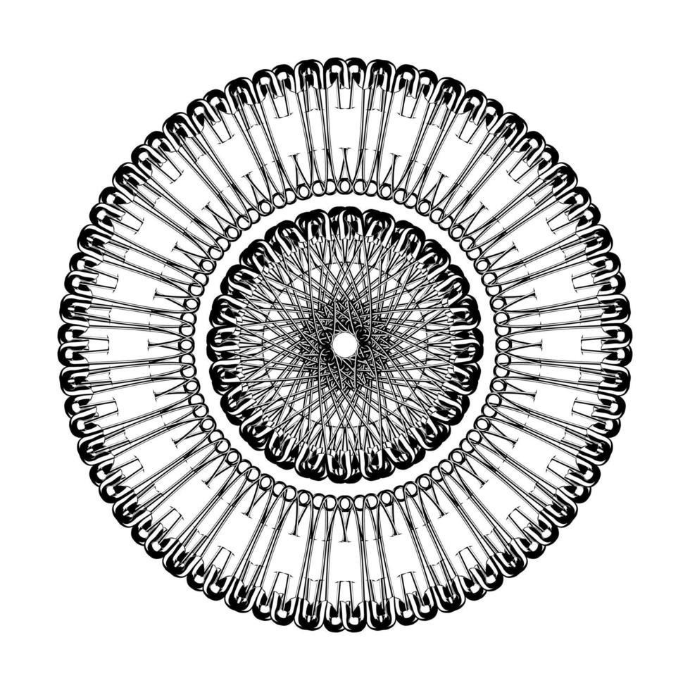 forme de cercle artistique faite de composition de goupille de sécurité pour la décoration, l'ornement, le logo, le site Web, l'illustration d'art ou l'élément de conception graphique. illustration vectorielle vecteur