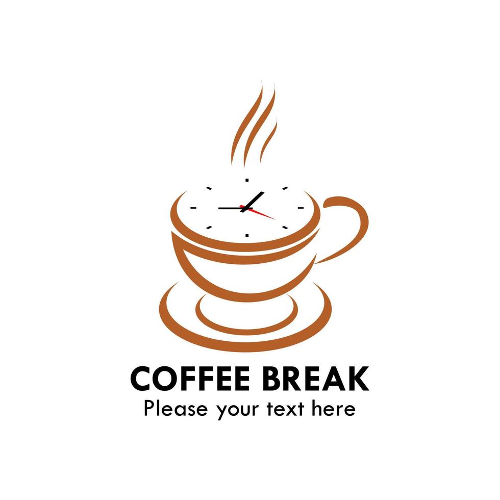 illustration de modèle de conception de logo de pause café. il y a du temps et du café vecteur