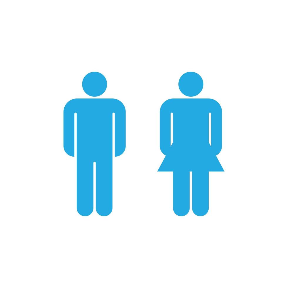 eps10 toilettes vectorielles bleues ou icône solide homme et femme isolée sur fond blanc. symbole de salle de bain masculin et féminin dans un style moderne et plat simple pour la conception, le logo et l'application mobile de votre site Web vecteur