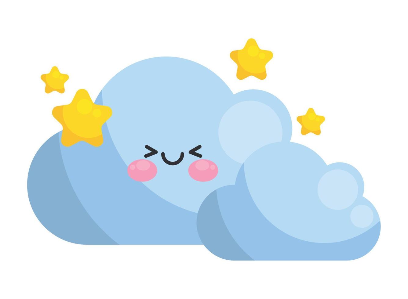 nuages kawaii caractère ciel vecteur