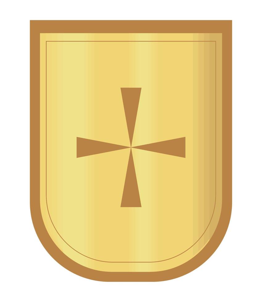 bouclier et croix d'or vecteur