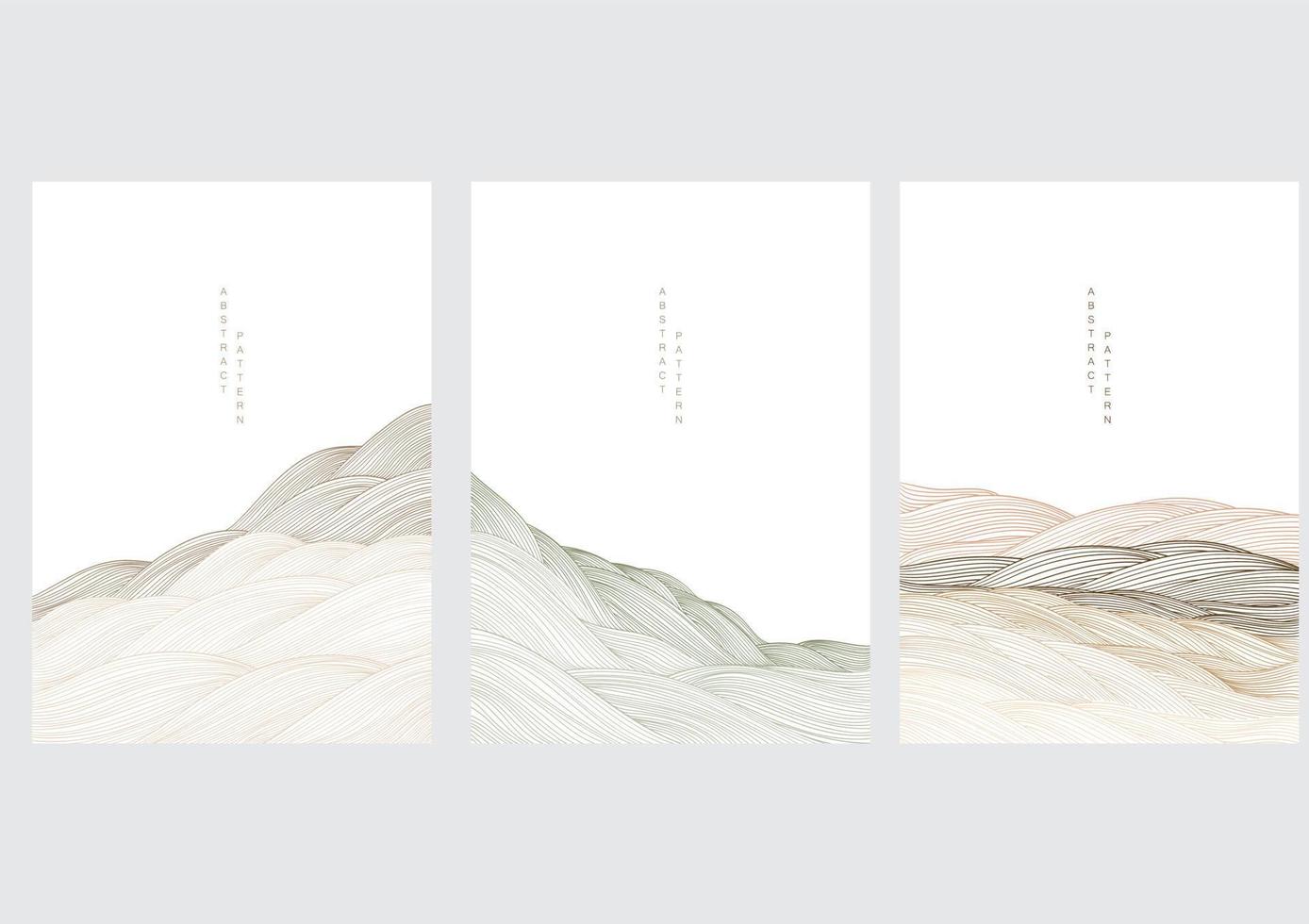 fond de paysage abstrait avec vecteur de motif de ligne. modèle de vague japonais dans un style oriental. conception d'affiche de forêt de montagne.