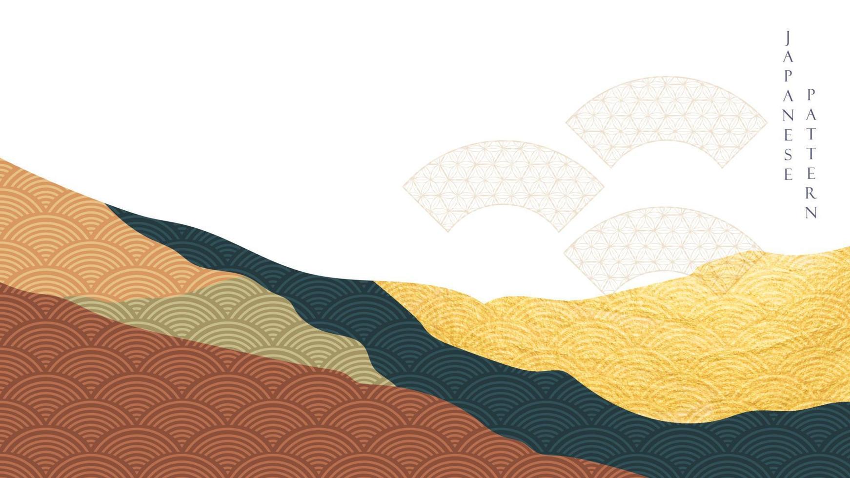 arrière-plan japonais avec vecteur de motif de décoration traditionnelle. conception de bannière géométrique avec des éléments d'art abstrait dans un style vintage.