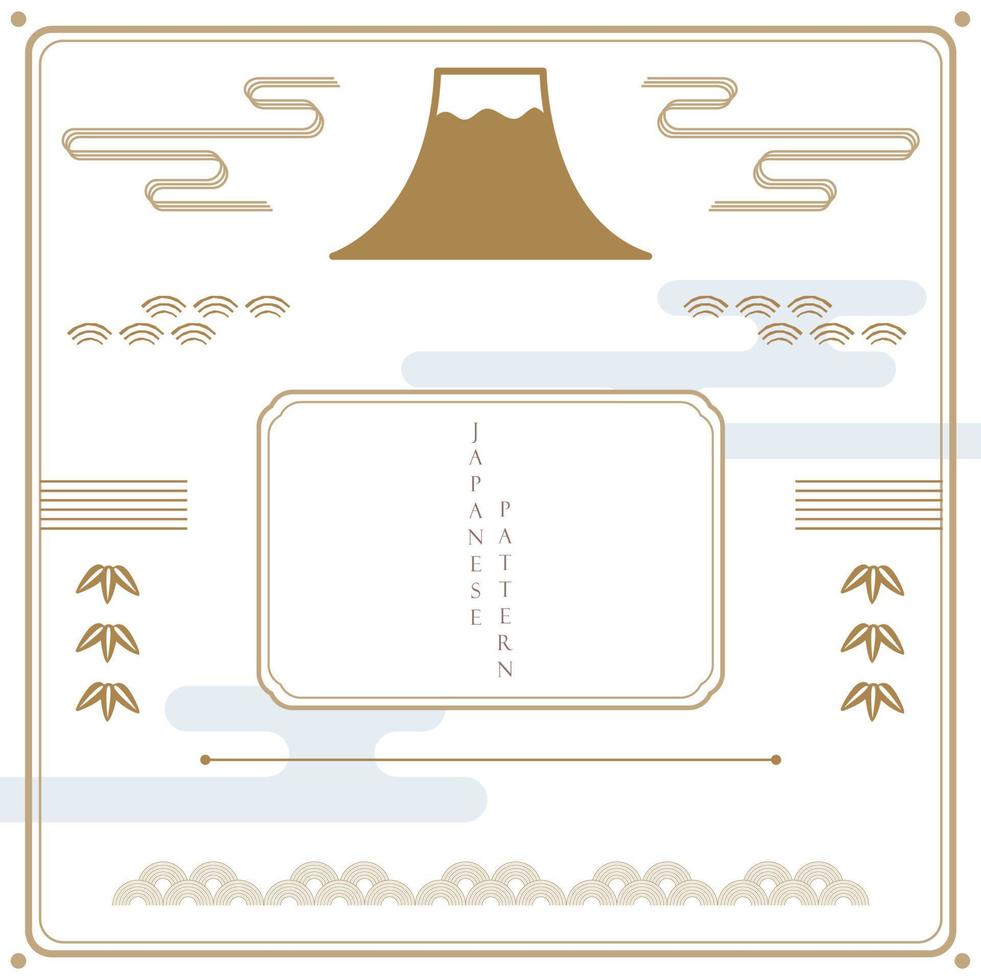 modèle japonais avec icône de tradition asiatique et vecteur de symbole. montagne fuji avec fond géométrique.