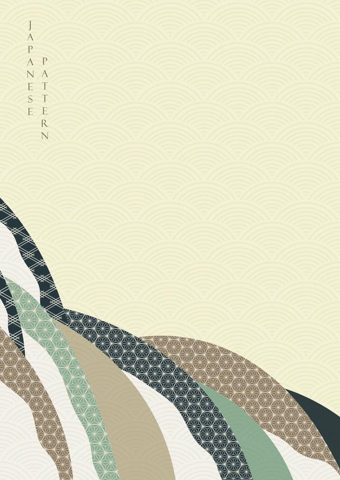 dessiner à la main un arrière-plan vague avec un vecteur de motif japonais. bannière d'art abstrait avec décoration géométrique dans un style vintage.