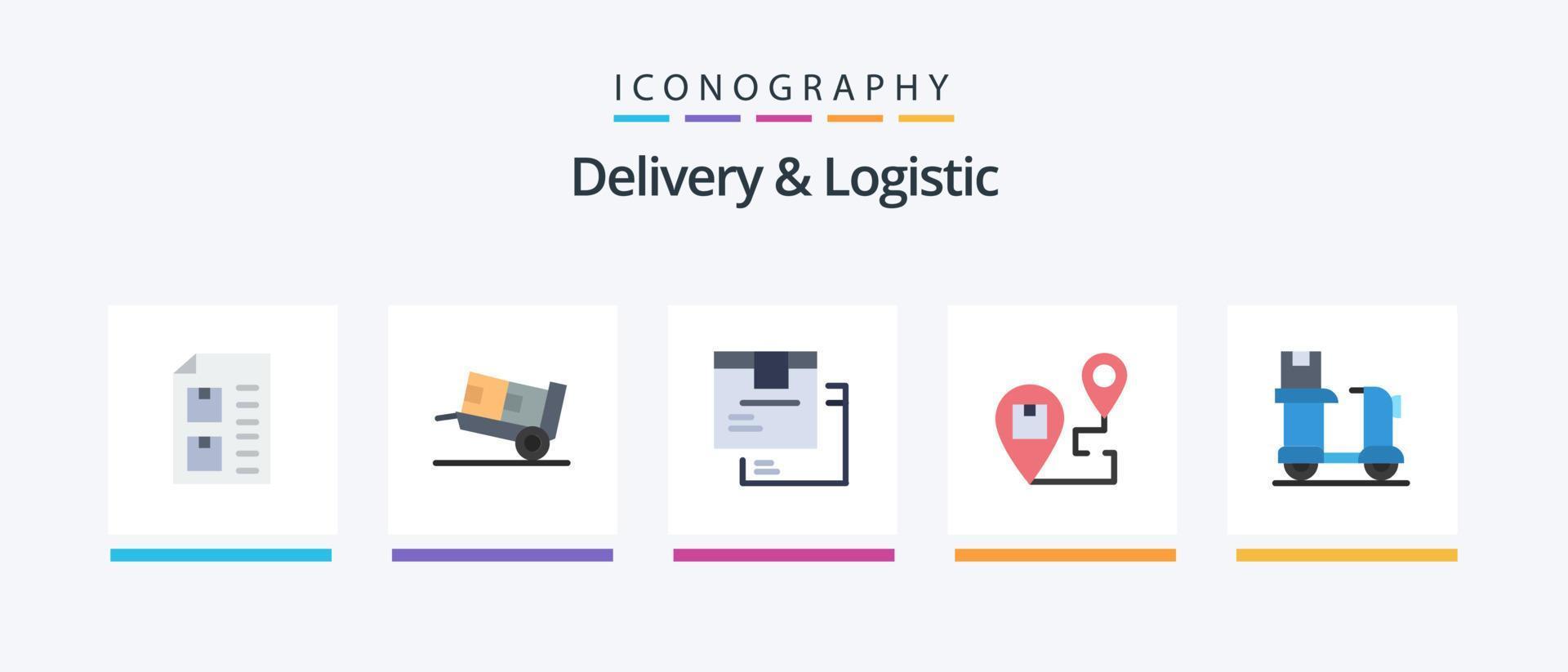 pack d'icônes plat 5 de livraison et de logistique, y compris l'emplacement. livraison. expédition. produit. marchandises. conception d'icônes créatives vecteur