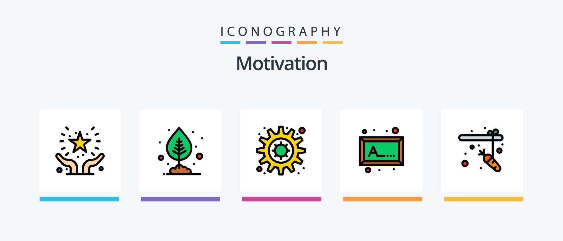 ligne de motivation remplie de 5 packs d'icônes comprenant. Montagne. sport. terminer. conception d'icônes créatives vecteur