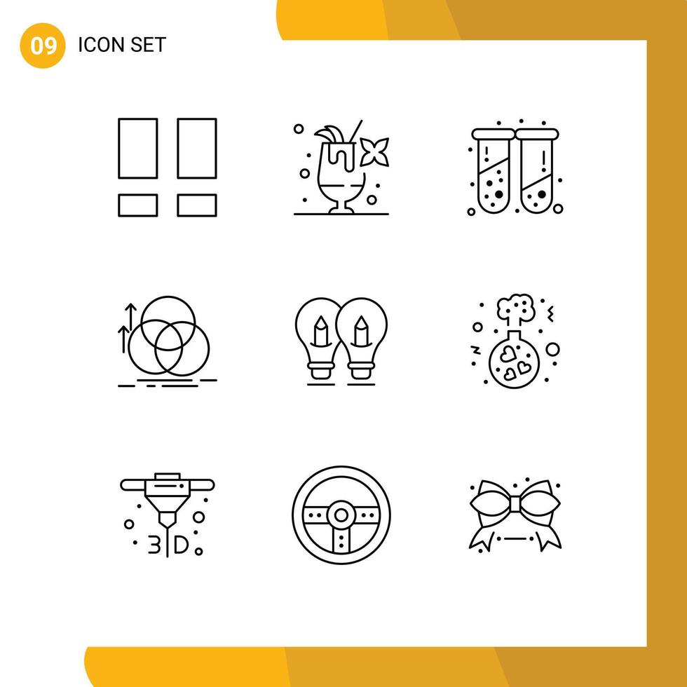 pack de lignes vectorielles modifiables de 9 contours simples d'éléments de conception vectoriels modifiables de cercle de mesure de santé de géométrie d'idée vecteur