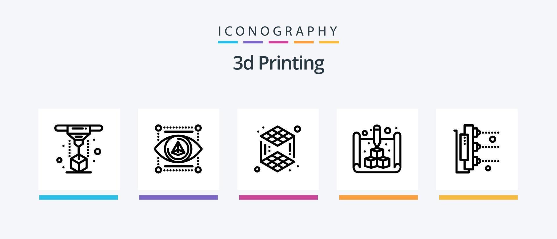 Pack d'icônes de ligne d'impression 3d 5 comprenant un gadget. 3d. 3d. imprimante. ré. conception d'icônes créatives vecteur