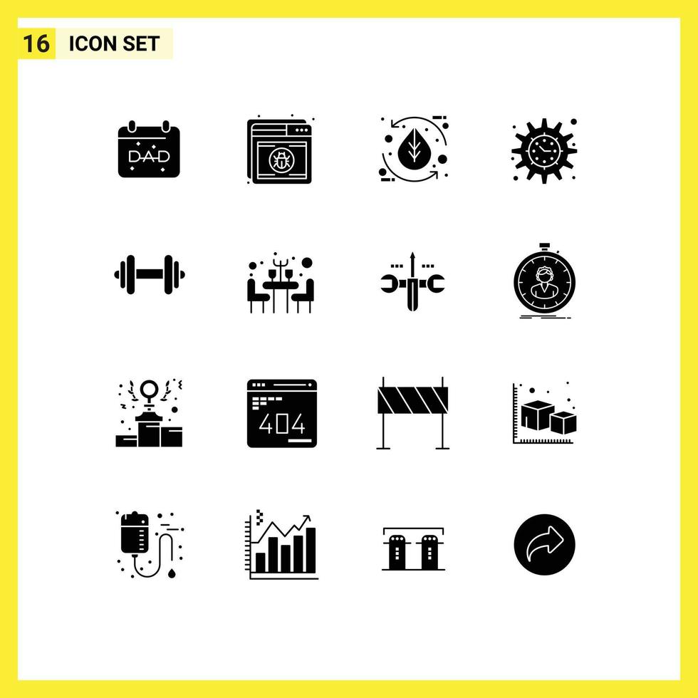 interface mobile glyphe solide ensemble de 16 pictogrammes de l'objectif du projet projet web financement feuille éléments de conception vectoriels modifiables vecteur