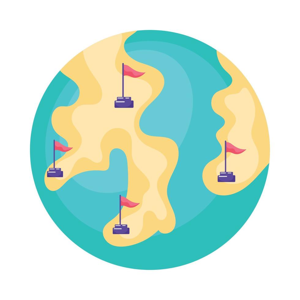 emplacements des épingles sur la planète mondiale vecteur