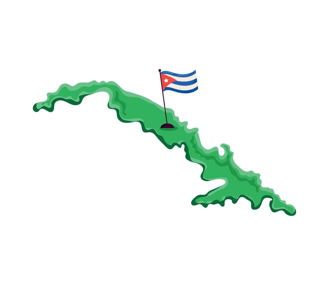 drapeau cuba sur la carte vecteur