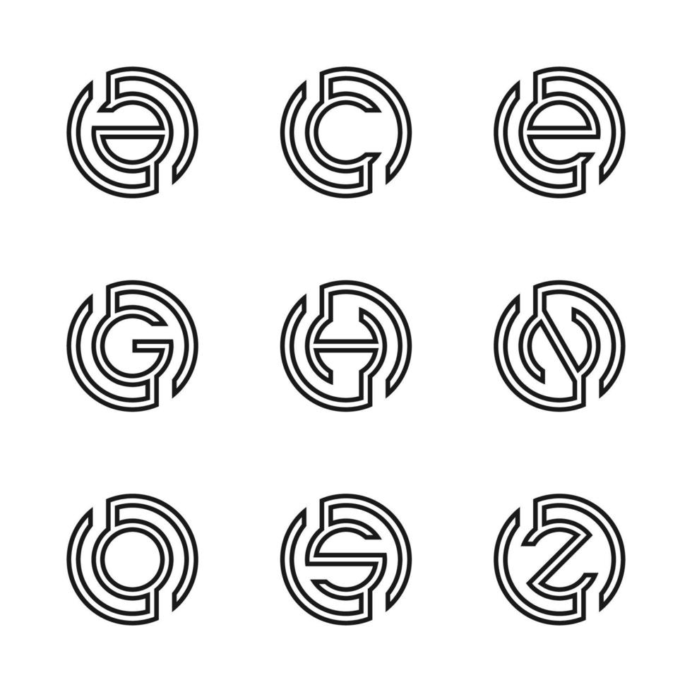 lettre a, c, e, g, h, n, o, s, z illustration vectorielle de la conception abstraite du logo vecteur