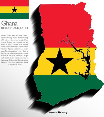 Carte 3d du Ghana avec le drapeau vecteur