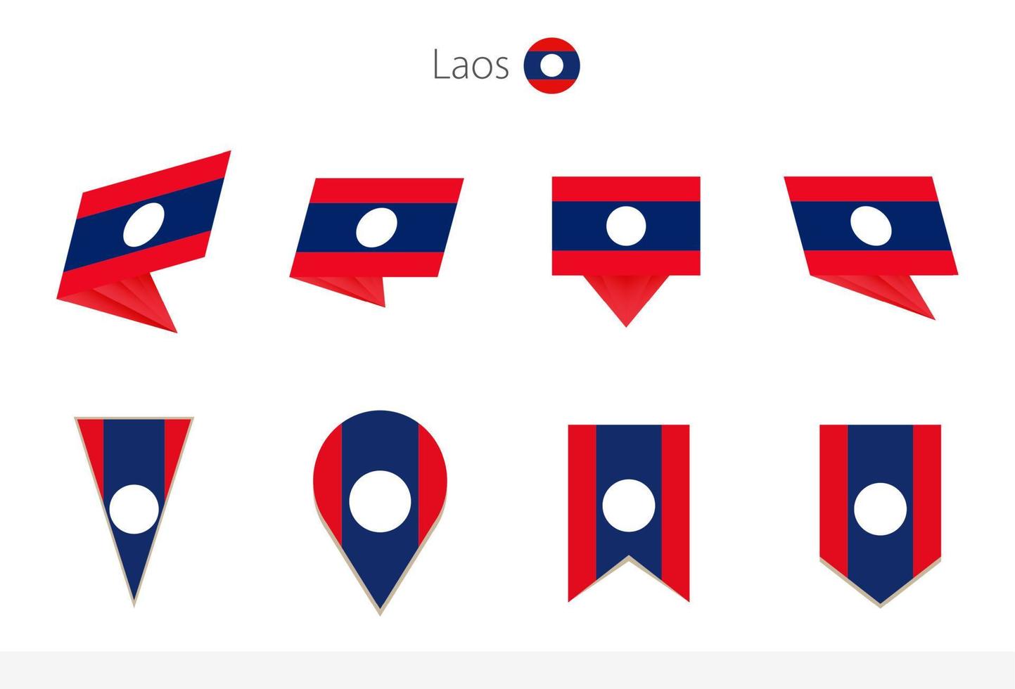collection de drapeaux nationaux du laos, huit versions de drapeaux vectoriels du laos. vecteur