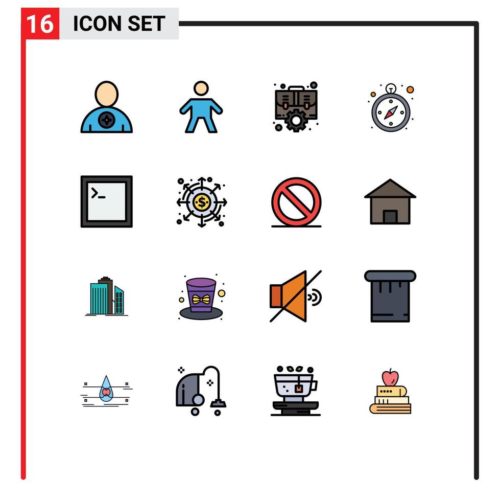 ensemble de 16 symboles d'icônes d'interface utilisateur modernes signes pour la logistique de cas de navigation de console éléments de conception vectoriels créatifs modifiables stratégiques vecteur