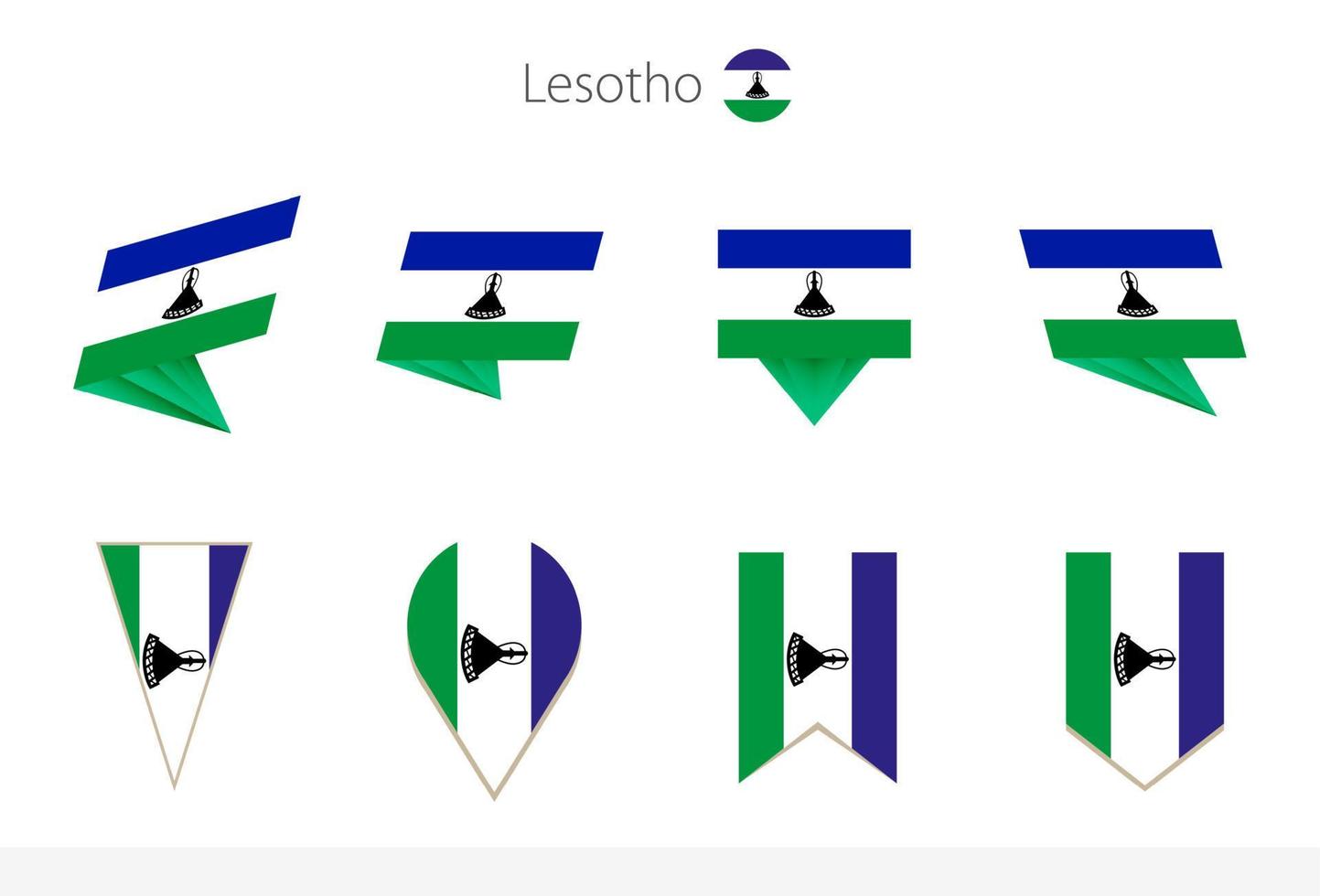 collection de drapeaux nationaux du lesotho, huit versions de drapeaux vectoriels du lesotho. vecteur