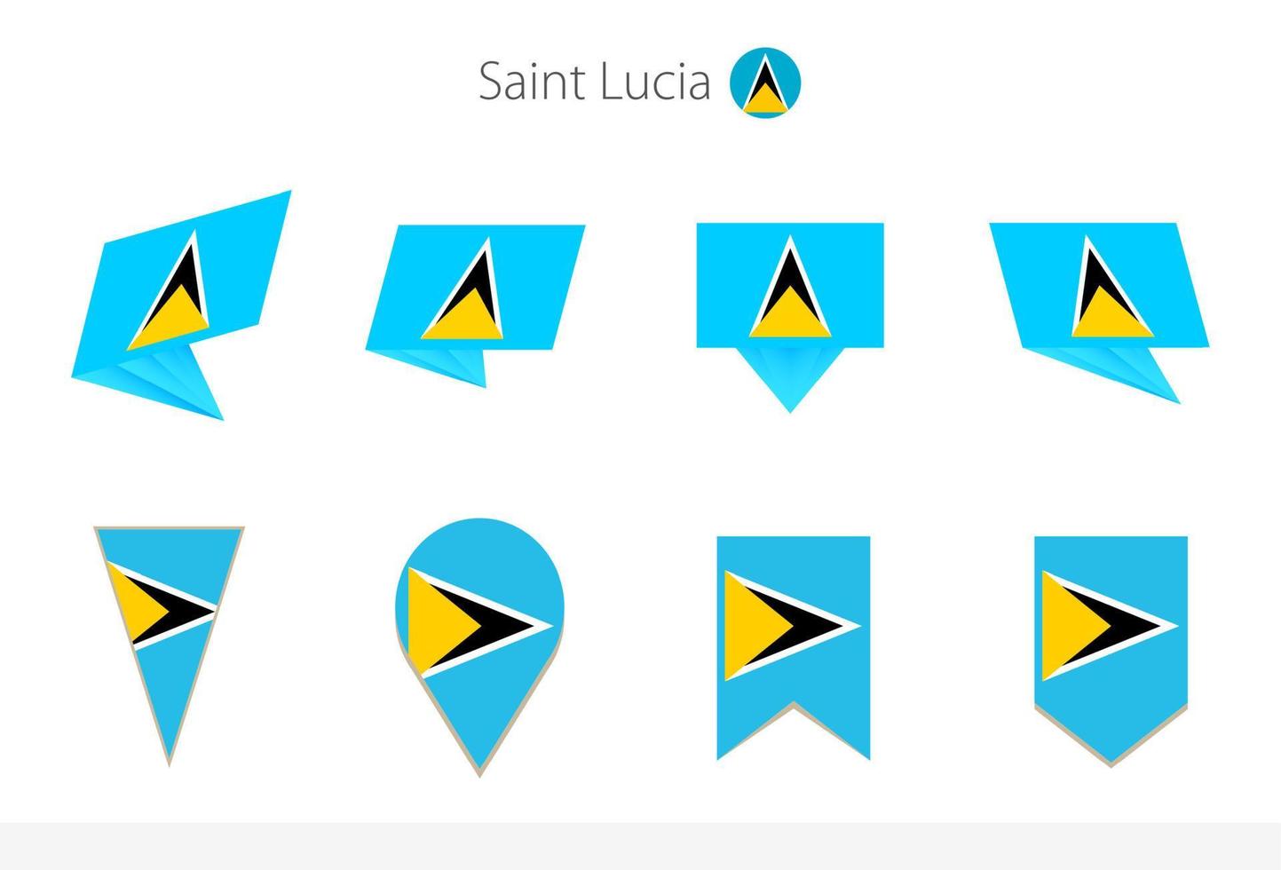 collection de drapeaux nationaux de sainte-lucie, huit versions de drapeaux vectoriels de sainte-lucie. vecteur