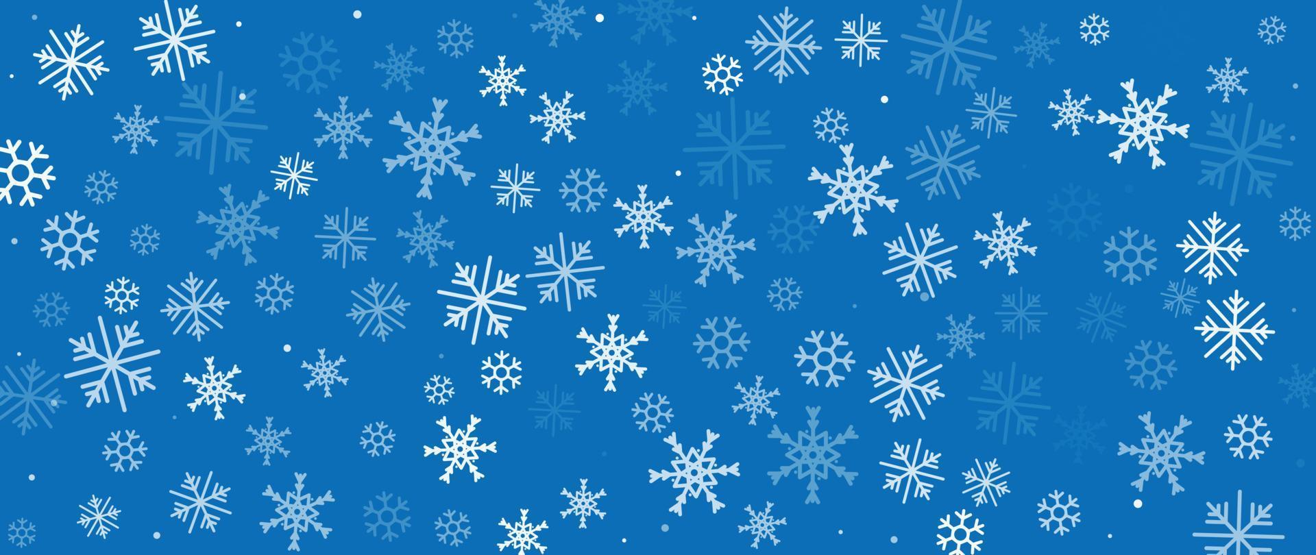 élégante illustration vectorielle de flocon de neige hiver fond. flocons de neige géométriques décoratifs de luxe avec fond bleu bokeh. conception adaptée à la carte d'invitation, aux voeux, au papier peint, à l'affiche, à la bannière. vecteur