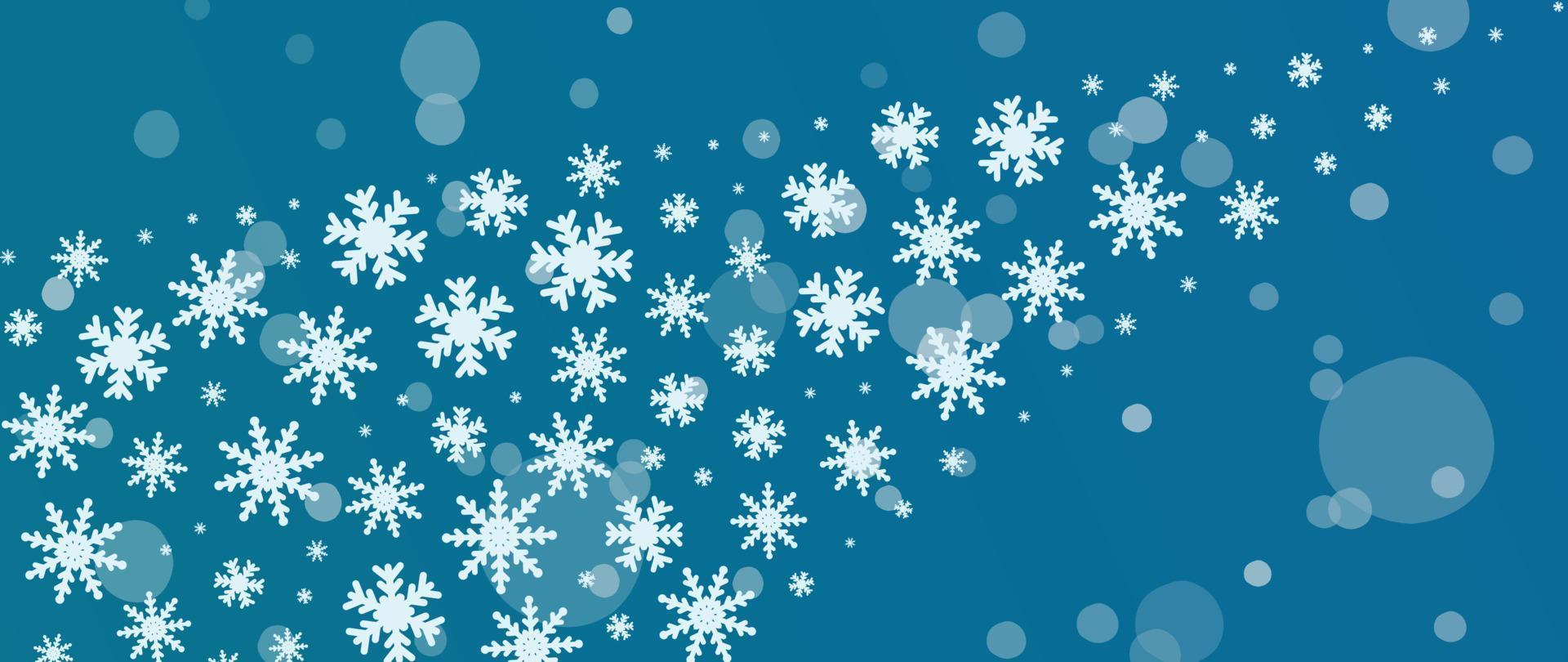 élégante illustration vectorielle de flocon de neige hiver fond. flocon de neige décoratif de luxe et chutes de neige sur fond bleu bokeh. conception adaptée à la carte d'invitation, aux voeux, au papier peint, à l'affiche, à la bannière. vecteur