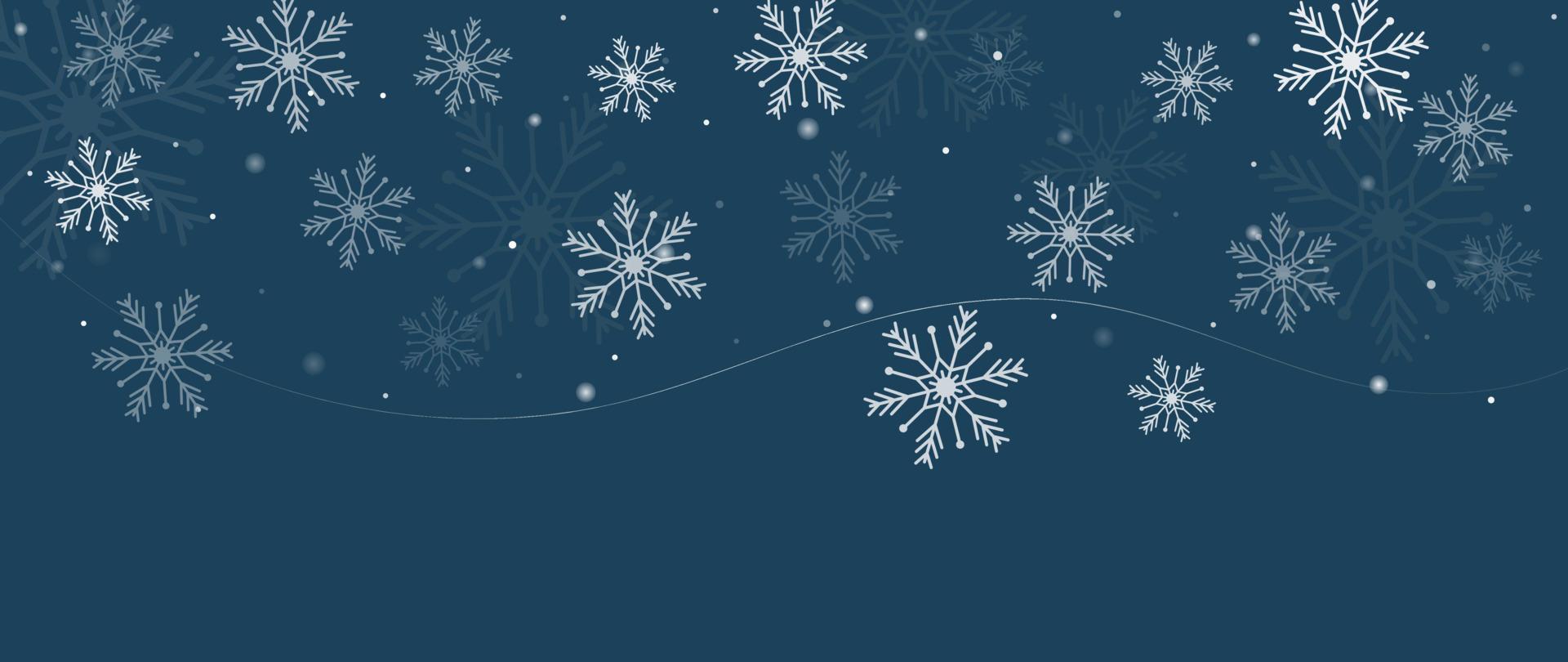élégante illustration vectorielle de flocon de neige hiver fond. flocon de neige décoratif de luxe et éclat sur fond bleu foncé. conception adaptée à la carte d'invitation, aux voeux, au papier peint, à l'affiche, à la bannière. vecteur