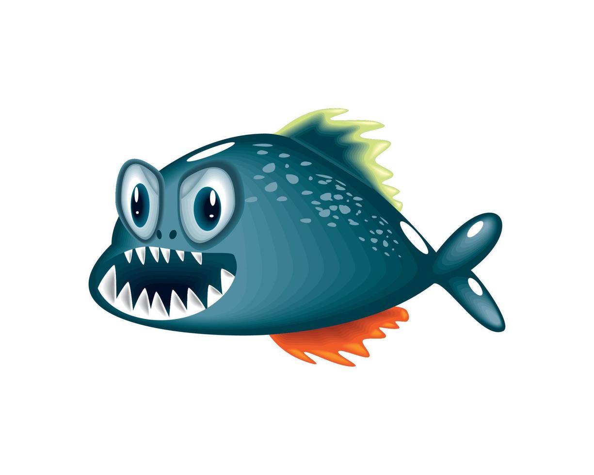 icône de dessin animé de poisson piranha vecteur