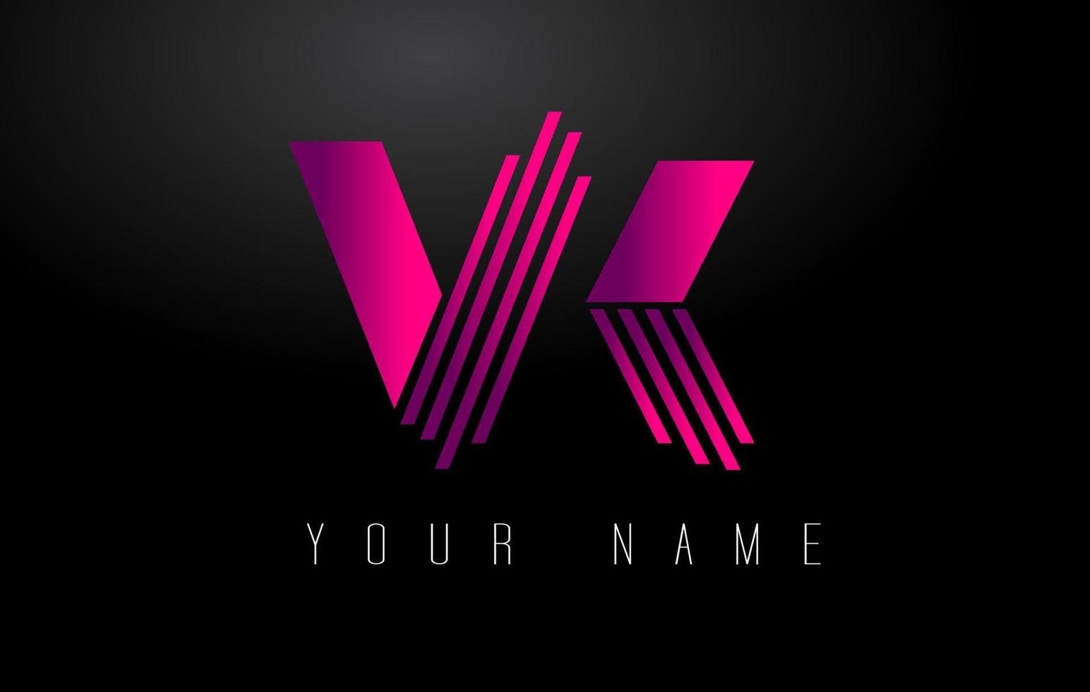 logo de lettre de lignes magenta vk. modèle de vecteur de lettres de ligne créative.