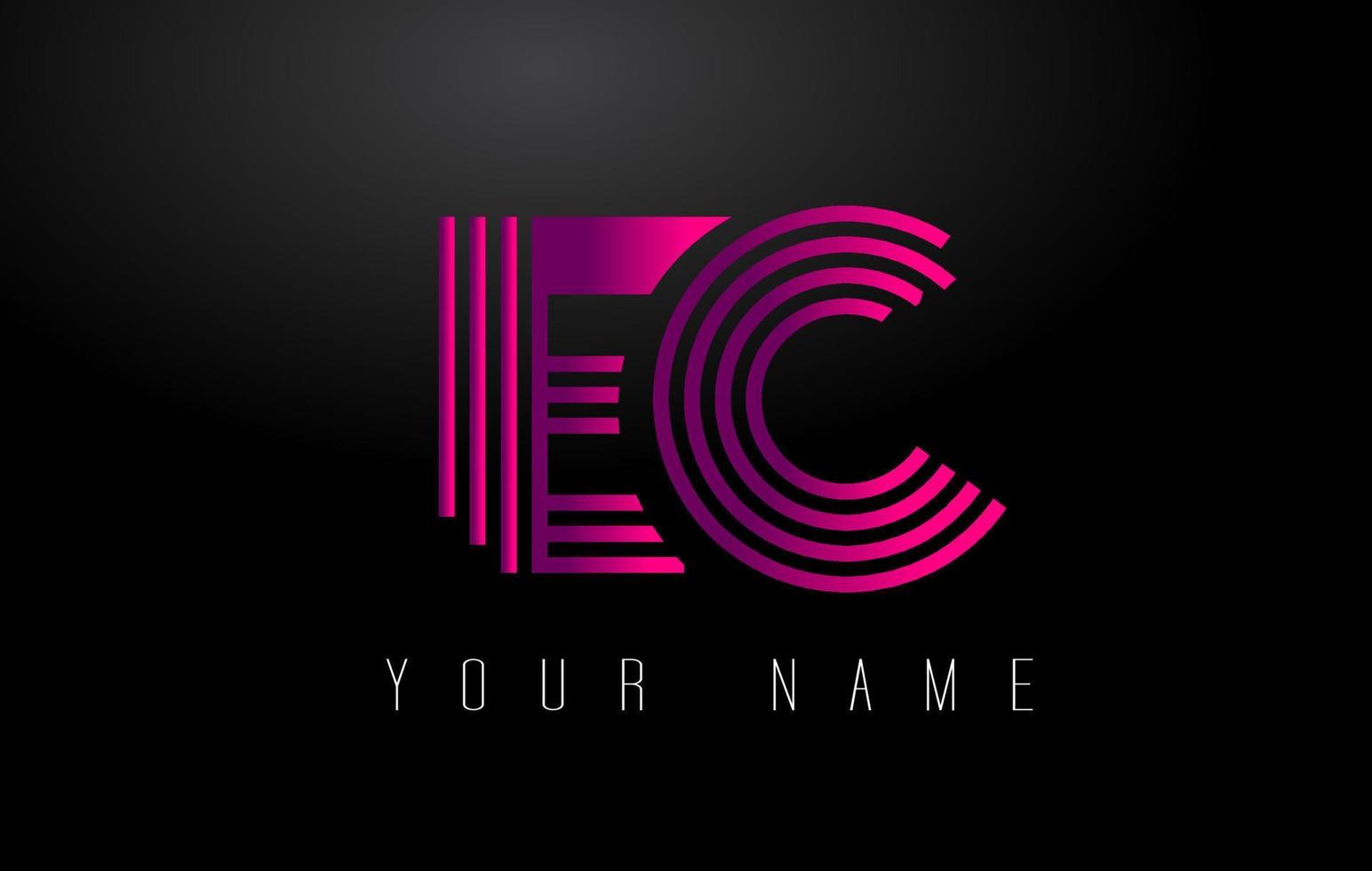 logo de lettre de lignes magenta ec. modèle de vecteur de lettres de ligne créative.