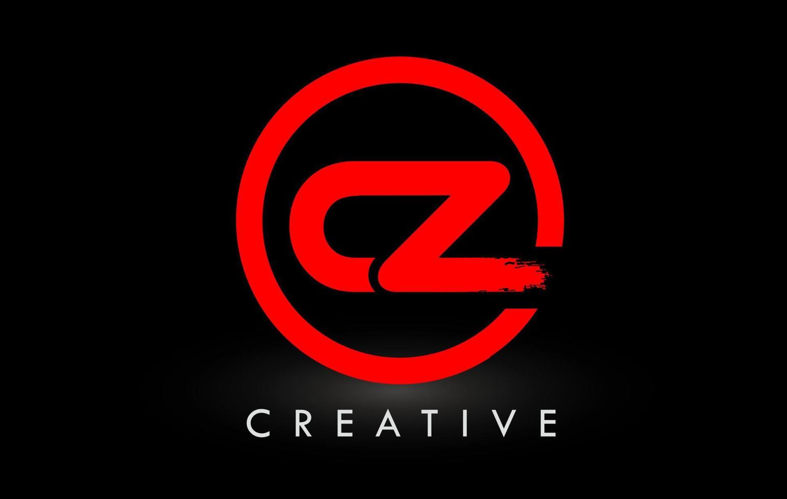 création de logo de lettre de brosse cz rouge. logo d'icône de lettres brossées créatives. vecteur