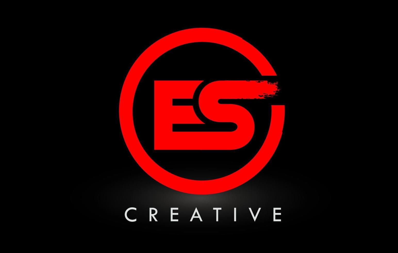 création de logo de lettre de pinceau es rouge. logo d'icône de lettres brossées créatives. vecteur