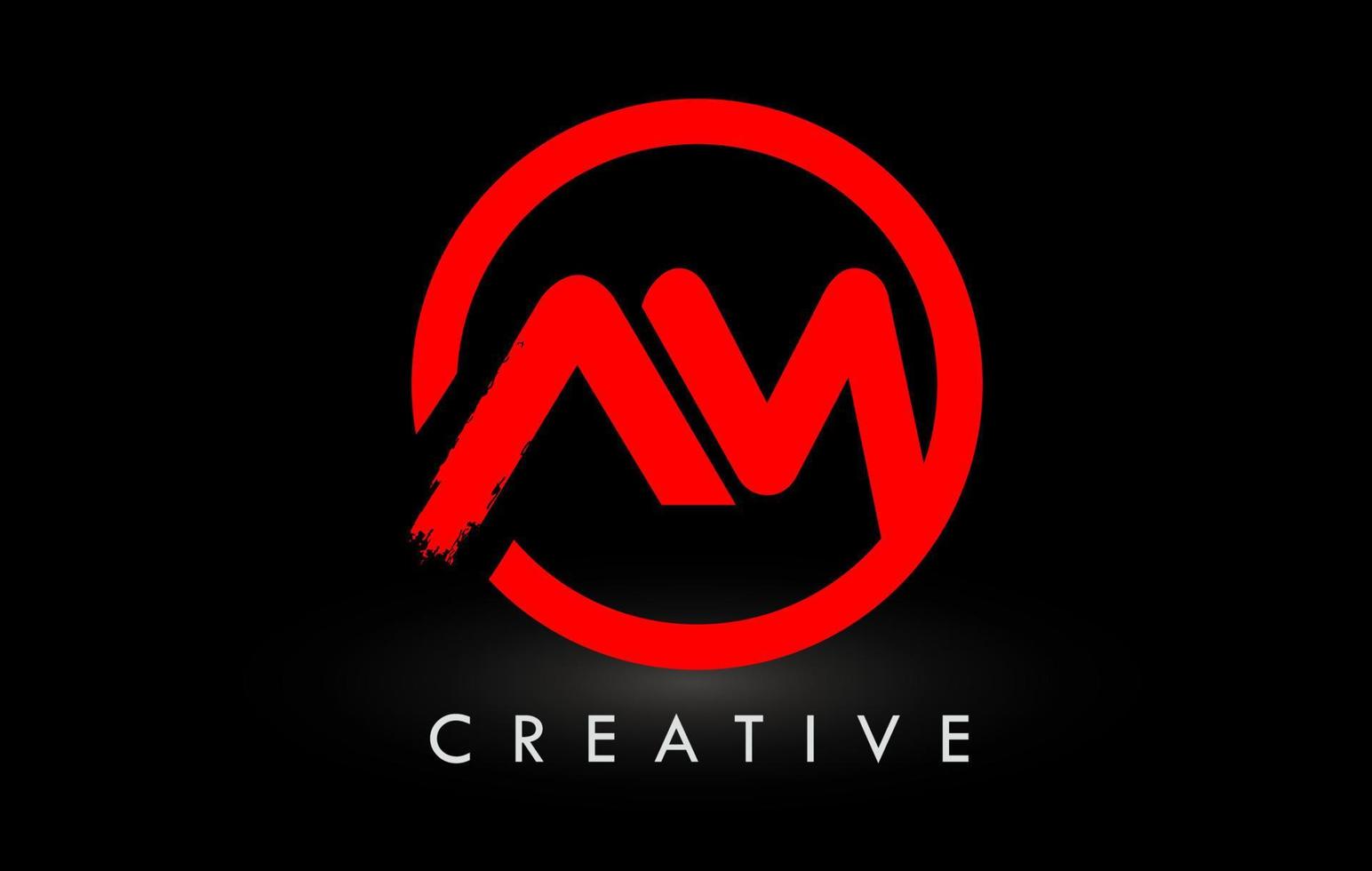 création de logo de lettre de pinceau rouge am. logo d'icône de lettres brossées créatives. vecteur