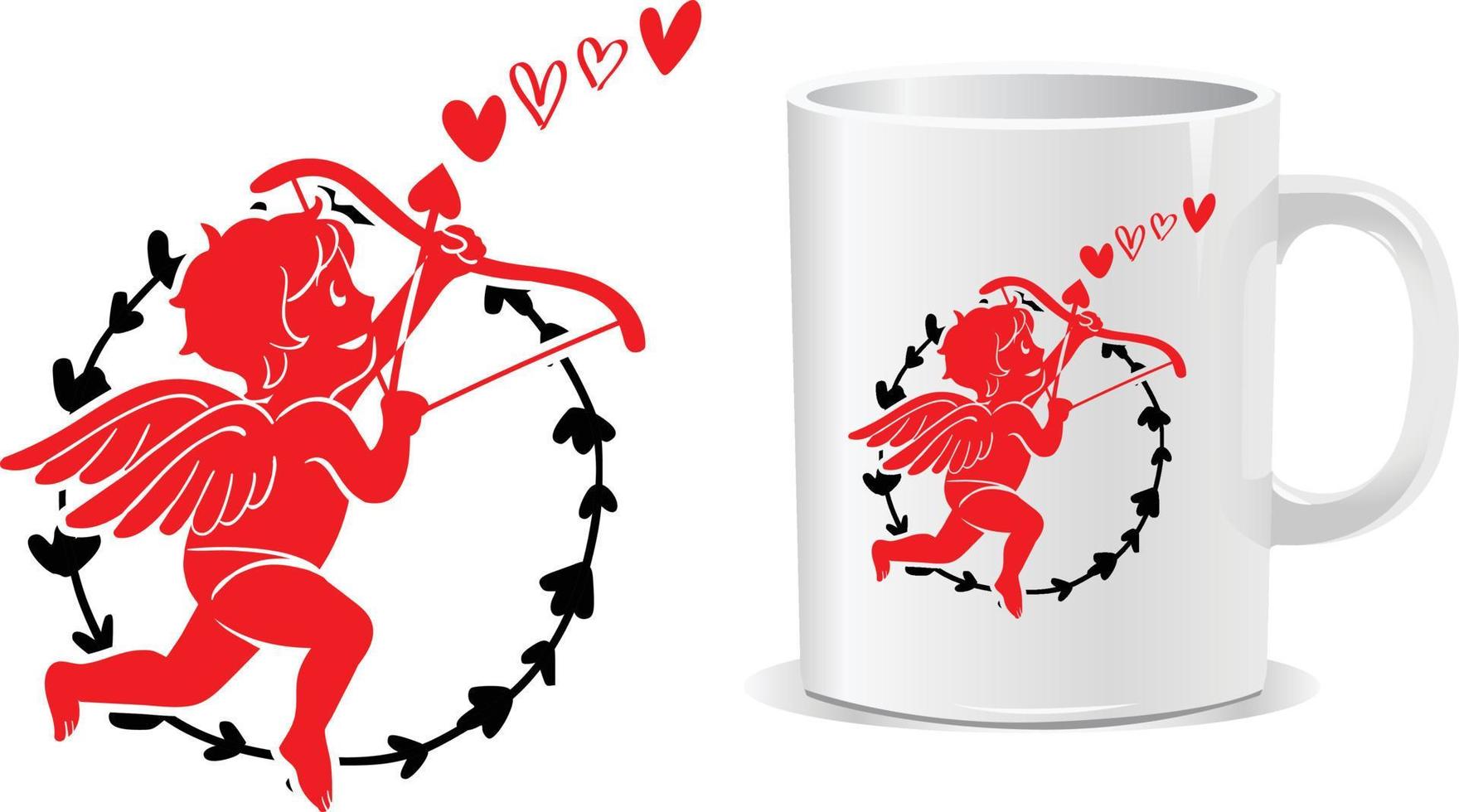 cupidon happy valentine's day mug design vector