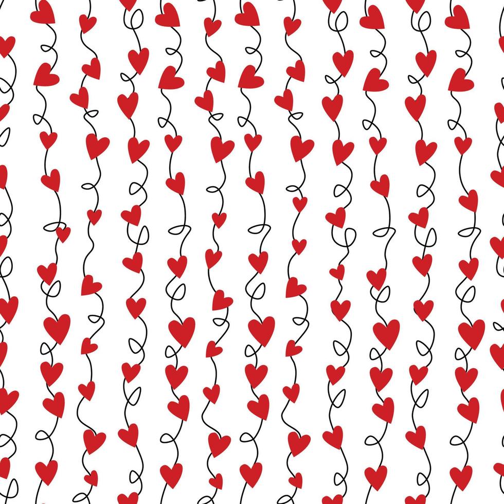 motif de petits coeurs rouges sur une chaîne pour une carte postale ou un site Web pour les vacances de l'amour saint valentin vecteur