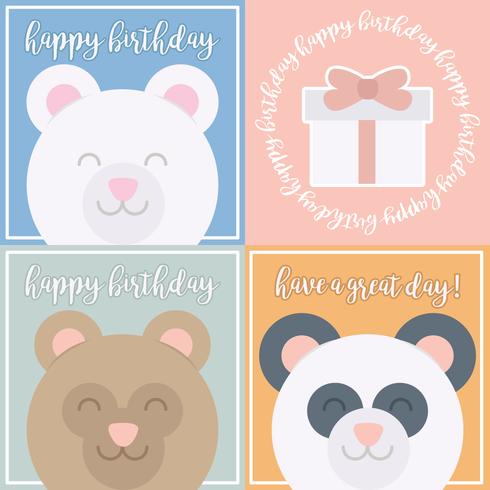 Cartes d'anniversaire mignon ours de vecteur