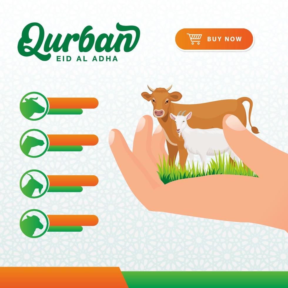 concept d'application mobile qurban en ligne. illustration d'un téléphone intelligent avec un animal sacrificiel pour l'aïd al adha vecteur