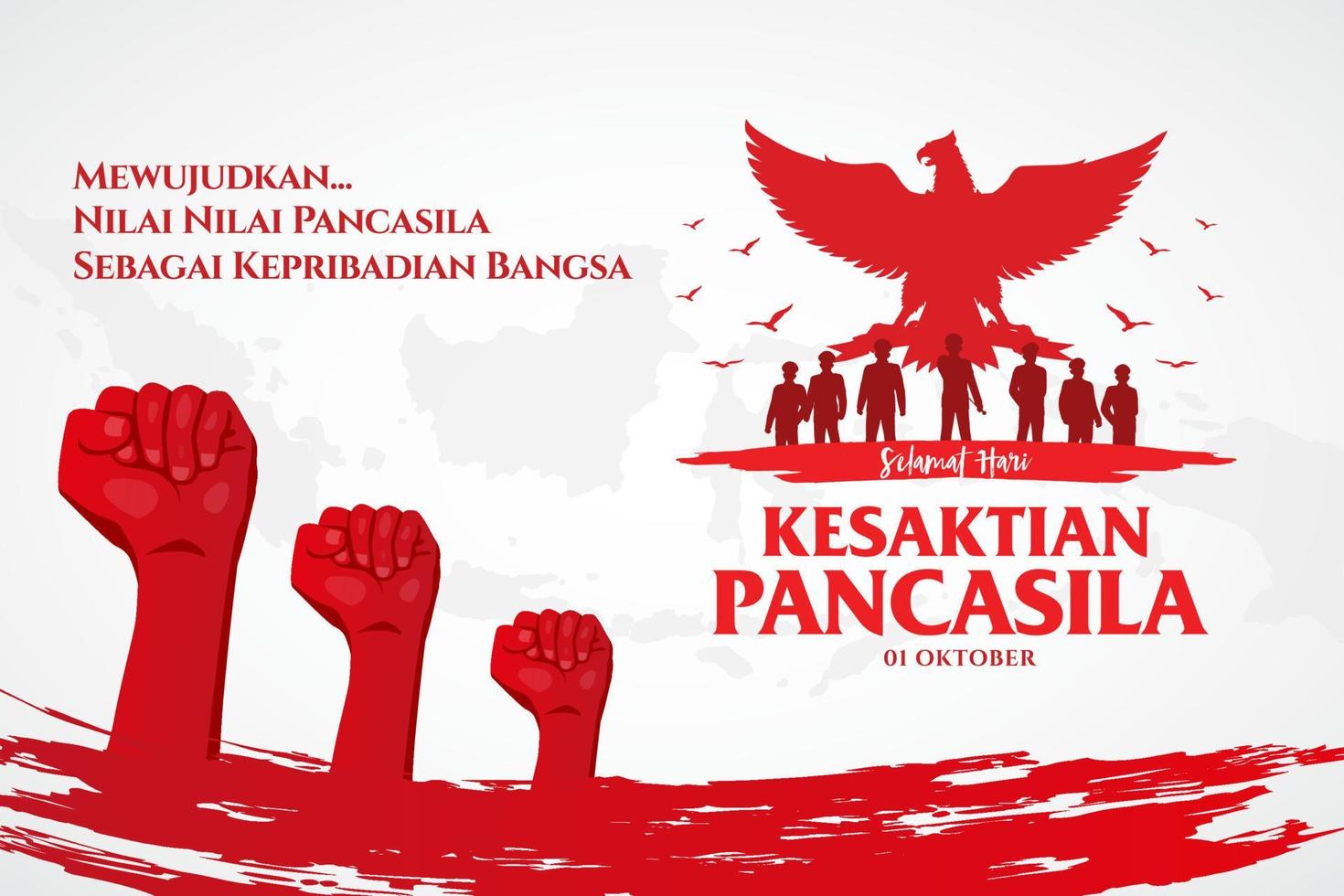 jour férié indonésien pancasila illustration.translation, 01 octobre, commémoration du jour de la sainteté pancasila vecteur