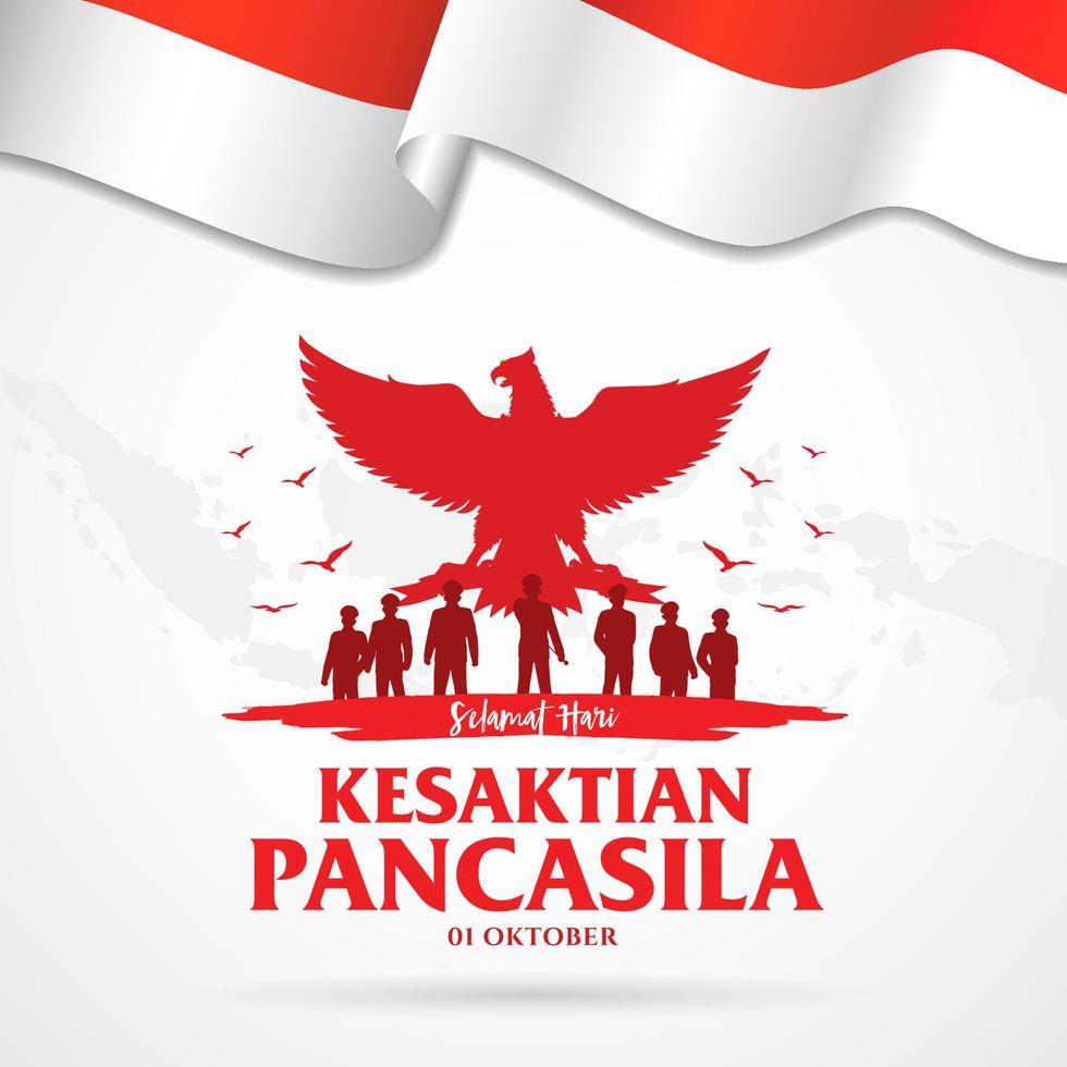 jour férié indonésien pancasila illustration.translation, 01 octobre, commémoration du jour de la sainteté pancasila vecteur