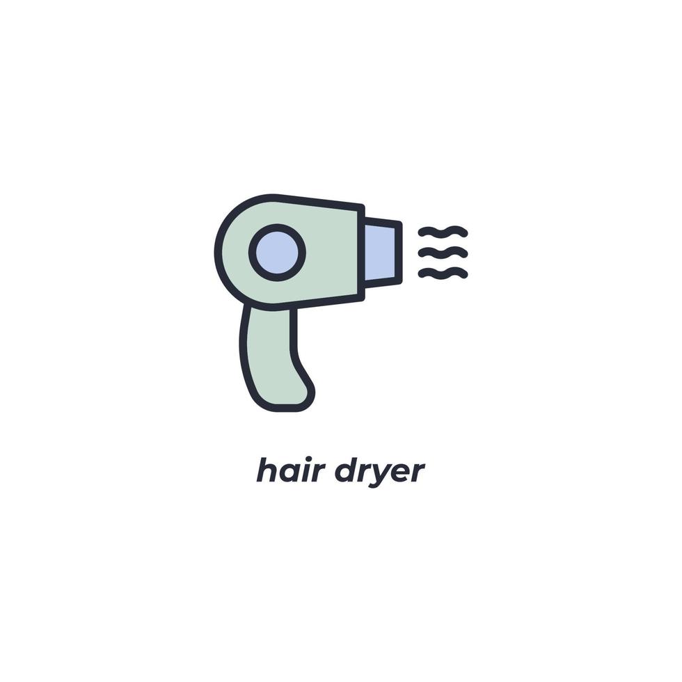 signe vecteur sèche-cheveux symbole est isolé sur un fond blanc. couleur de l'icône modifiable.