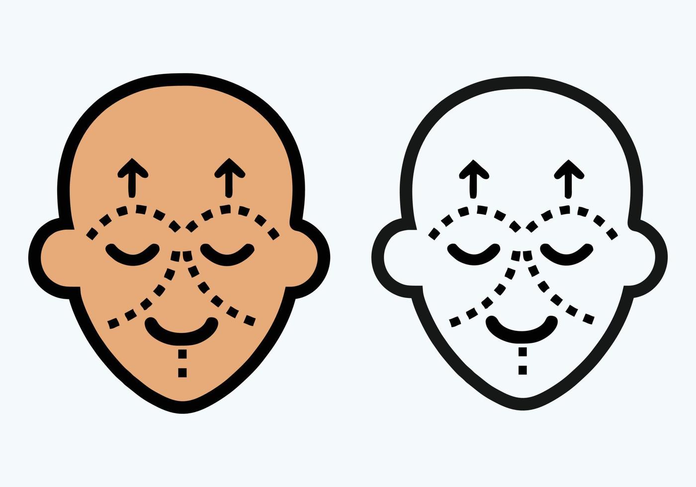 chirurgie du visage et chirurgie plastique réglage du visage illustration vectorielle dessinée à la main vecteur