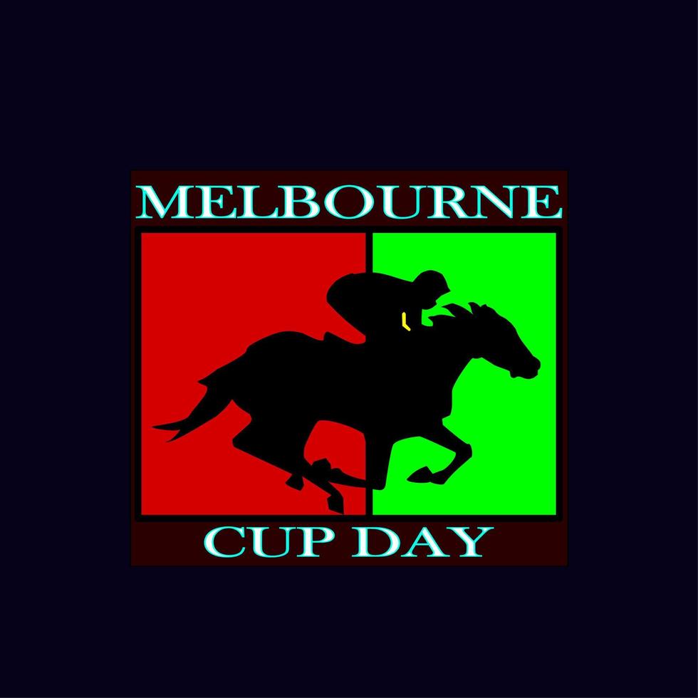 logo de typographie du jour de la coupe de melbourne, illustration vectorielle. la melbourne cup a lieu le premier mardi de novembre et est l'une des courses de chevaux les plus célèbres au monde. vecteur