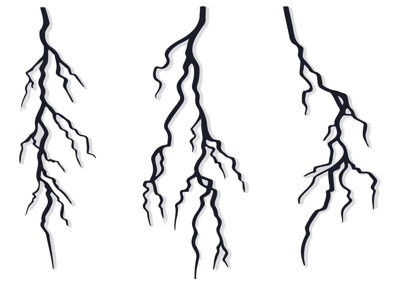 silhouette d'illustration de coup de foudre. ensemble électrique. effet réaliste isolé sur fond blanc. vecteur
