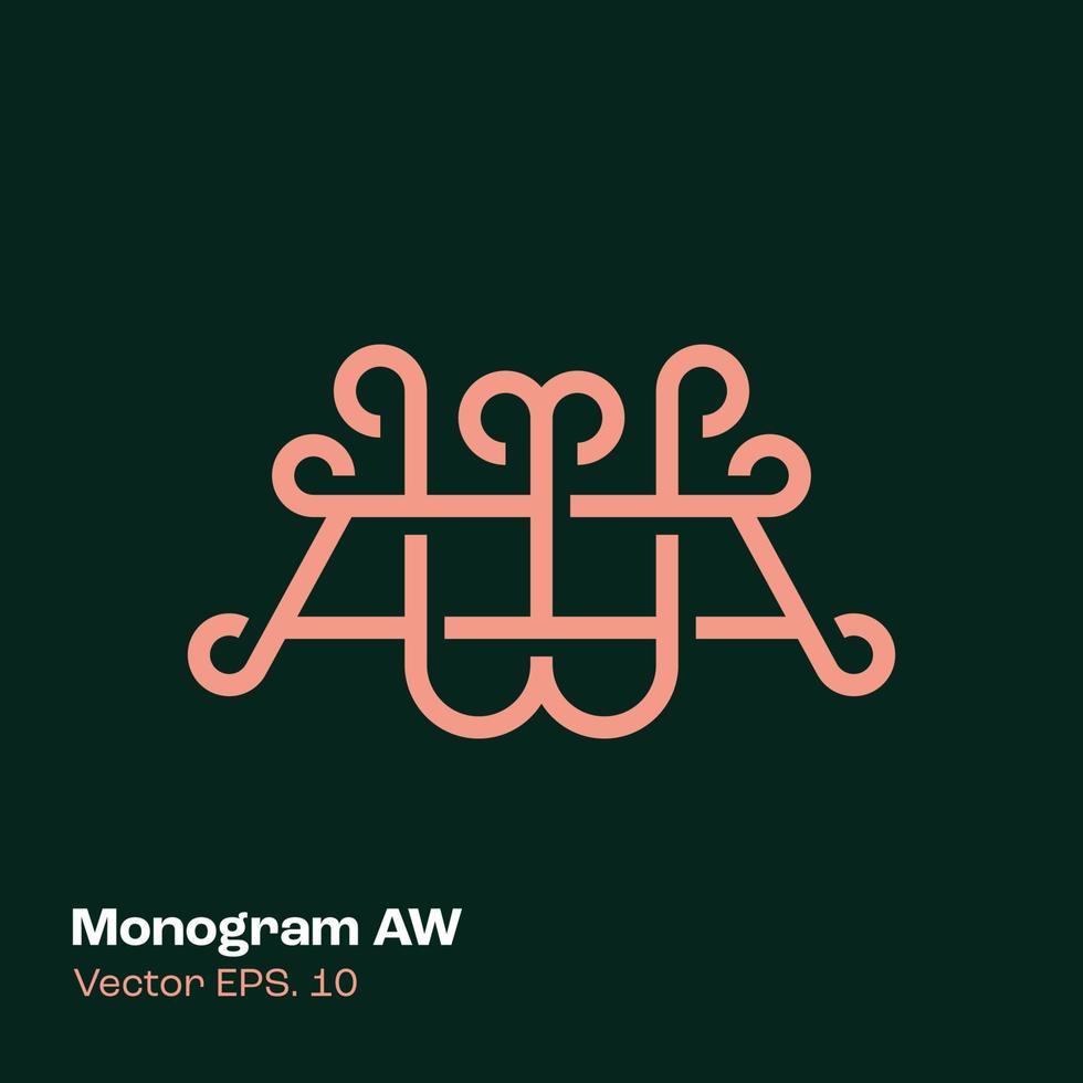 monogramme logo aw vecteur