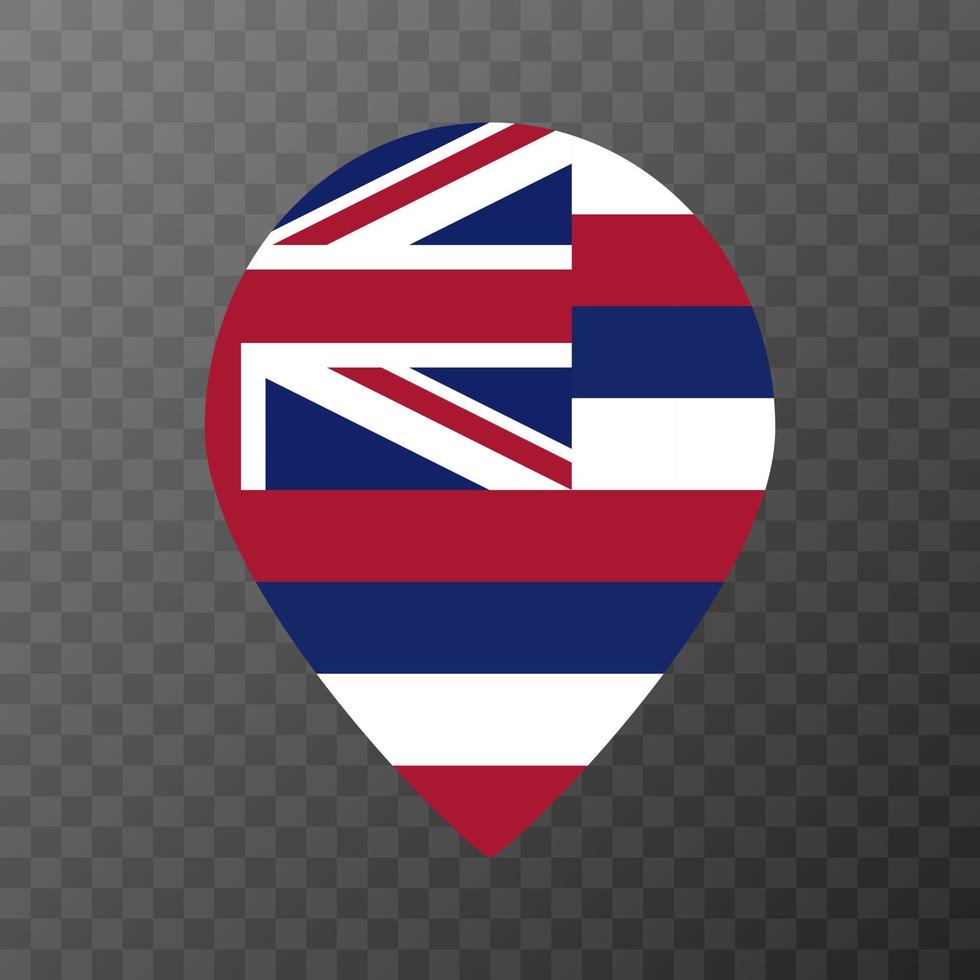 pointeur de carte avec l'état du drapeau d'hawaï. illustration vectorielle. vecteur
